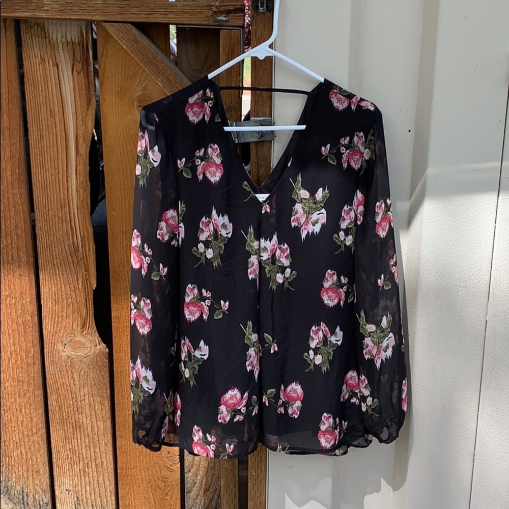 Black Floral Blouse size L